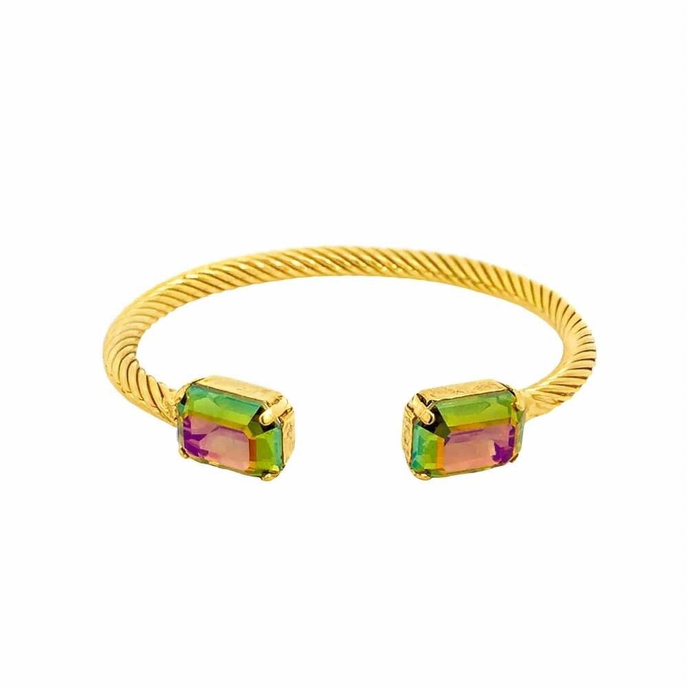 NEW TOVA women's charlotte cuff in rectangle peridot brandy
